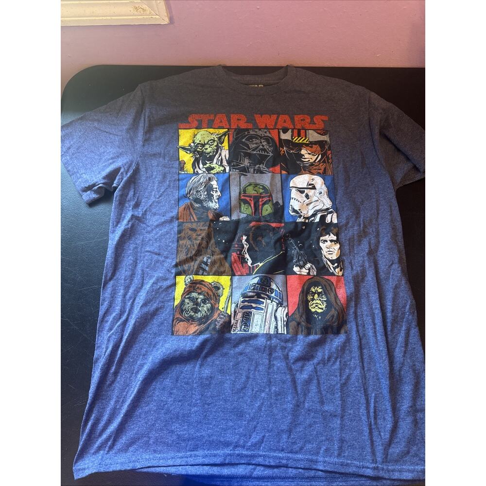 STAR WARS V Fifth Sun Men's Size L Retro Design Darth Vader Luke Han R2 Yoda